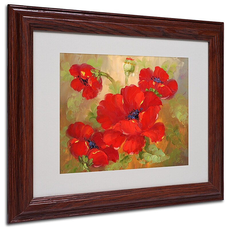 Poppies' Framed Matted Art - 11x14 Inches - Wood Frame image 1