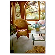 Trademark Fine Art Wicker Chair and Cyclamen by Michelle Calkins-Canvas Art