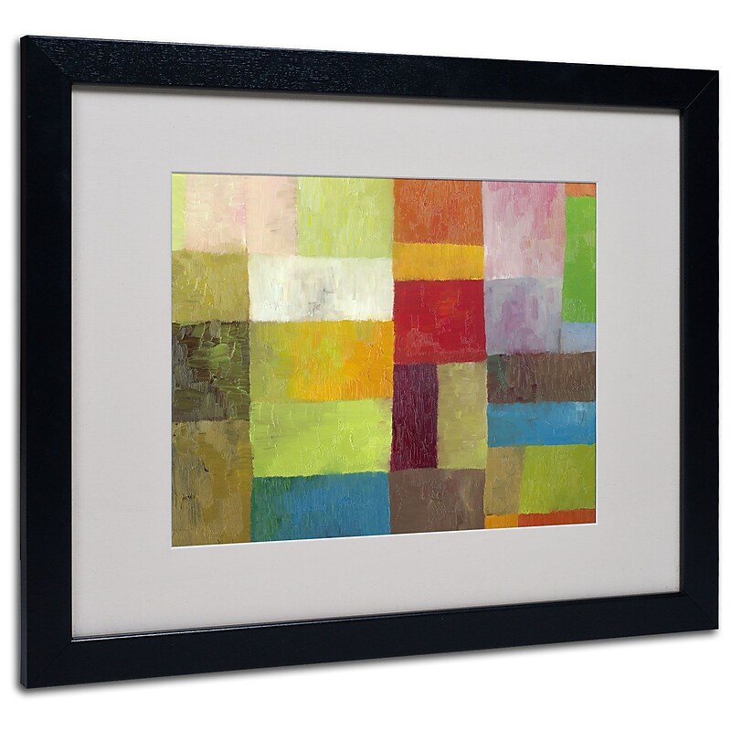 Trademark Fine Art Michelle Calkins 'Abstract Color Panels 4' Matted Art Black Frame 16x20 Inches image 1