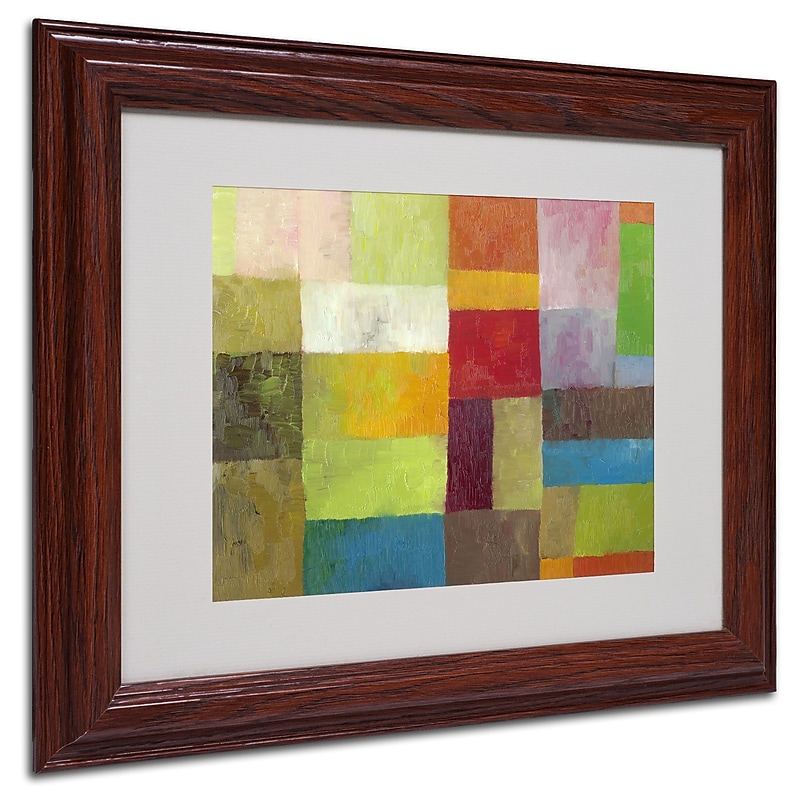 Michelle Calkins 'Abstract Color Panels 4' Matted Framed Art - 11x14 Inches - Wood Frame image 1