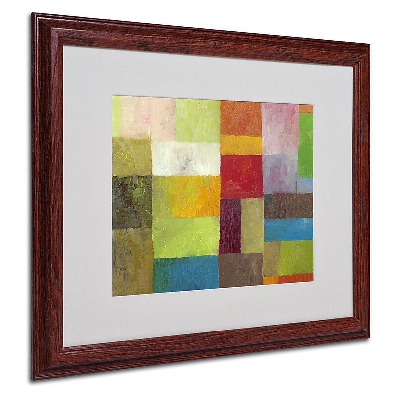 Michelle Calkins 'Abstract Color Panels 4' Matted Framed Art - 16x20 Inches - Wood Frame image 1
