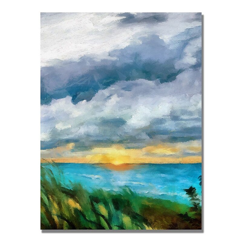Trademark Fine Art Michelle Calkins 'Sunset over the Lake II' Canvas Art image 1