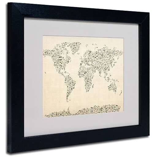Trademark Fine Art Michael Tompsett 'World Map-Music Notes' Matted