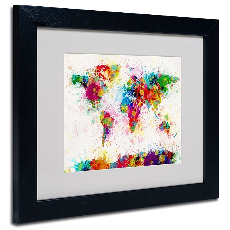 Trademark Fine Art Michael Tompsett 'World Map-Paint' Matted Art Black Frame 11x14 Inches image 1