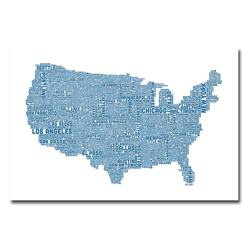 Trademark Fine Art Michael Tompsett 'US City Map XVI' Canvas Art 22x32 Inches image 1
