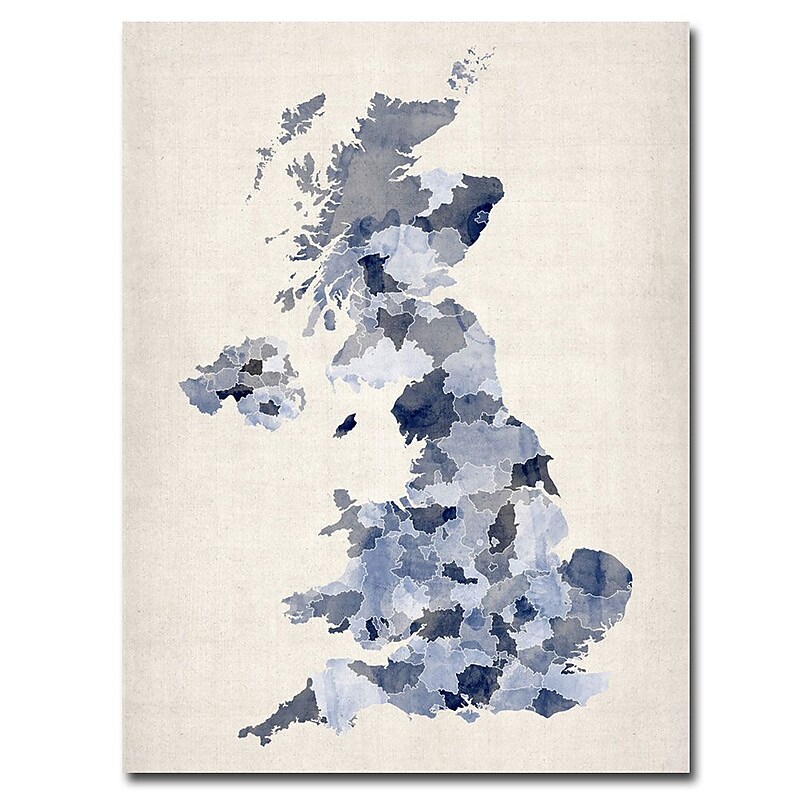 Trademark Fine Art Michael Tompsett 'UK-Watercolor' Canvas Art 35x47 Inches image 1