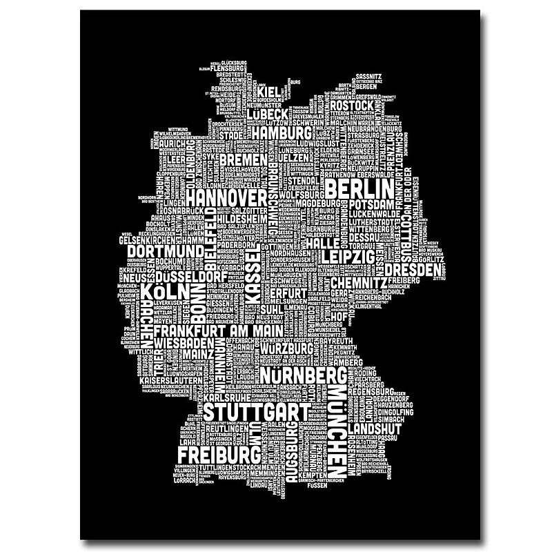 Trademark Fine Art Michael Tompsett 'Germany Text Map I' Canvas Art 18x24 Inches image 1