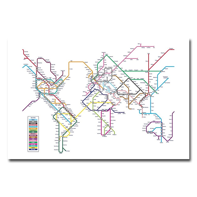 Trademark Fine Art Michael Tompsett 'World Map-Subway' Canvas Art 30x47 Inches image 1