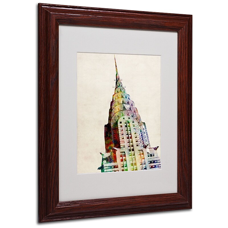Michael Tompsett 'Chrysler Building' Matted Framed Art - 16x20 Inches - Wood Frame image 1
