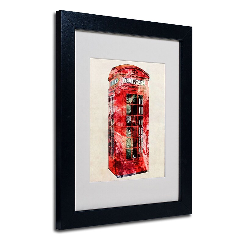 Trademark Fine Art Michael Tompsett 'Telephone Box' Matted Art Black Frame 16x20 Inches image 1