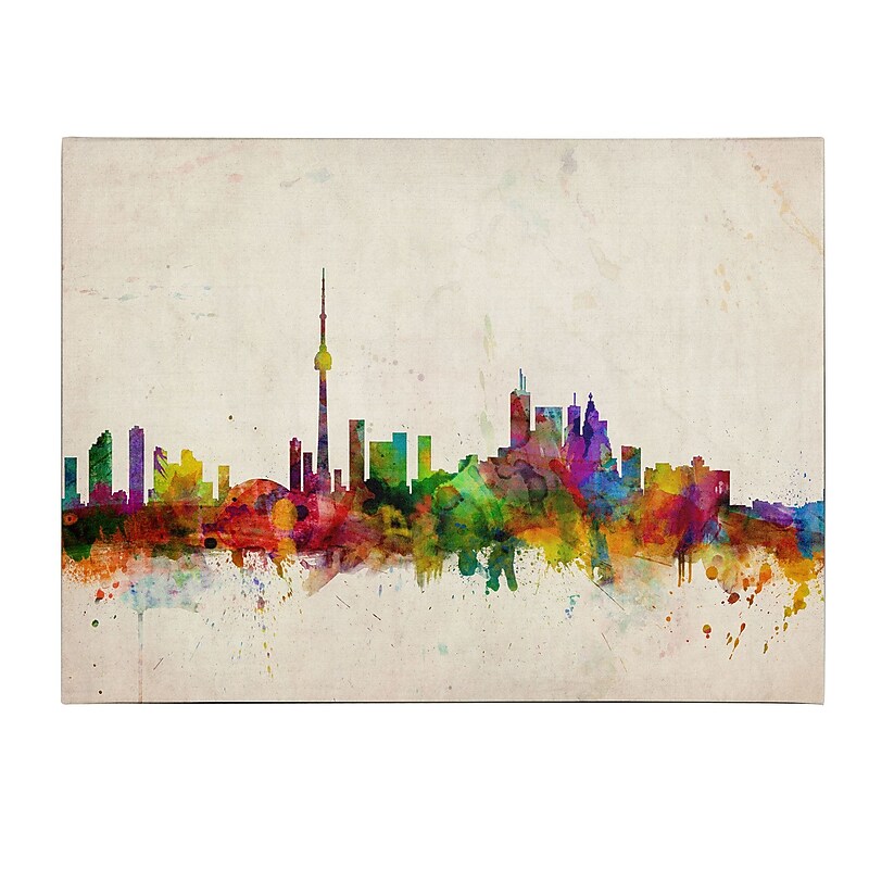 Trademark Fine Art Michael Tompsett 'Toronto Skyline' Canvas Art 16x24 Inches image 1