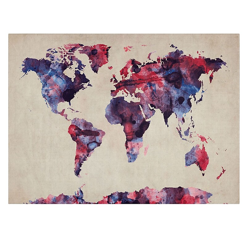 Trademark Fine Art Michael Tompsett 'Watercolor Map' Canvas Art 22x32 Inches image 1