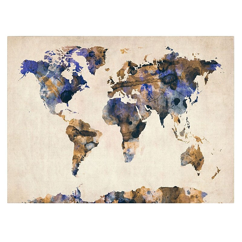 Trademark Fine Art Michael Tompsett 'Watercolor Map 3' Canvas Art 30x47 Inches image 1