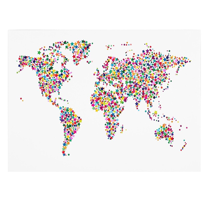 Trademark Fine Art Michael Tompsett 'Stars World Map' Canvas Art 16x24 Inches image 1