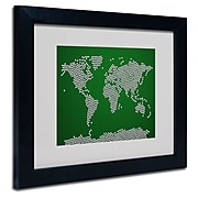 Trademark Fine Art Michael Tompsett 'Soccer Balls World Map' Matted Art Black Frame 11x14 Inches