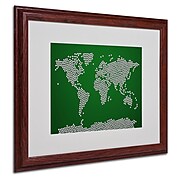 Michael Tompsett 'Soccer Balls World Map' Matted Framed Art - 16x20 Inches - Wood Frame