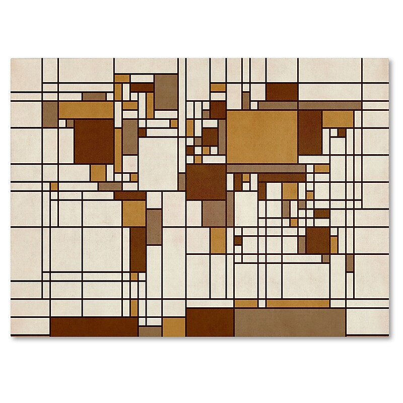 Trademark Fine Art Michael Tompsett 'Mondrian World Map' Canvas Art 30x47 Inches image 1