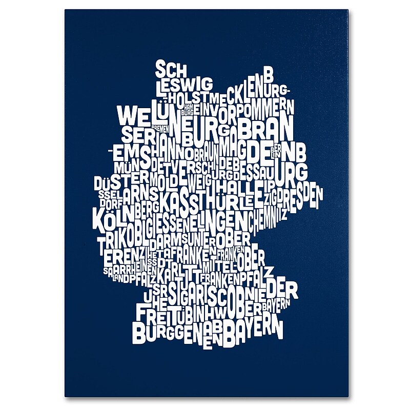 Trademark Fine Art Michael Tompsett 'NAVY-Germany Regions Map' Canvas Art 14x19 Inches image 1