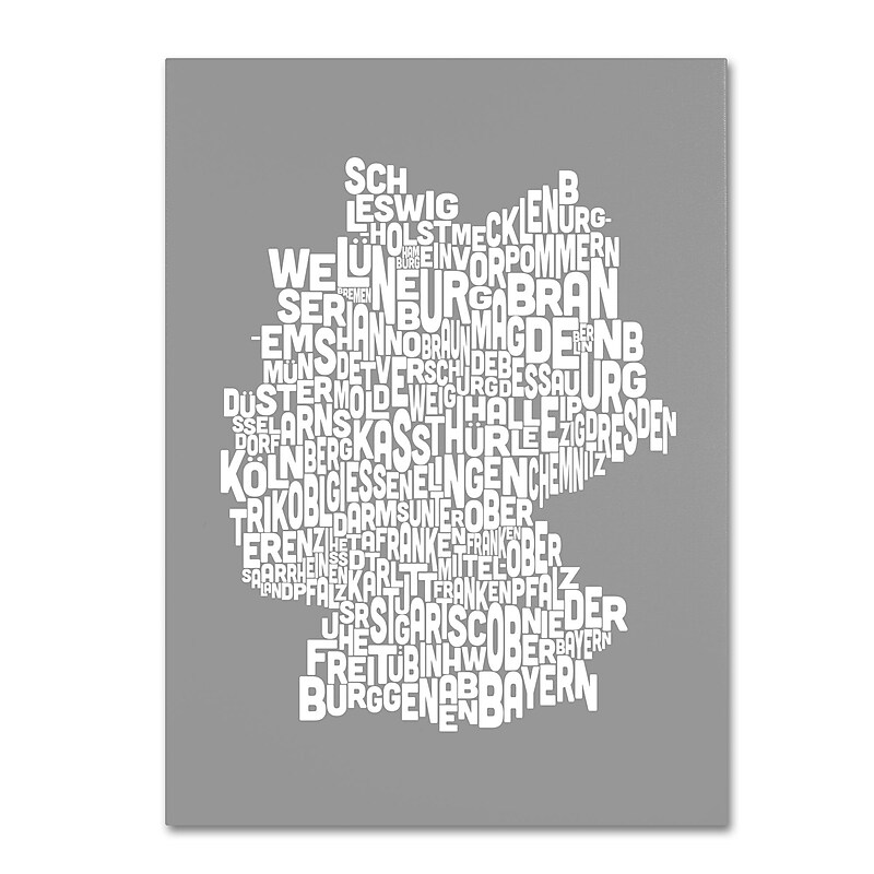 Trademark Fine Art Michael Tompsett 'NEUTRAL-Germany Regions Map' Canvas Art 30x47 Inches image 1