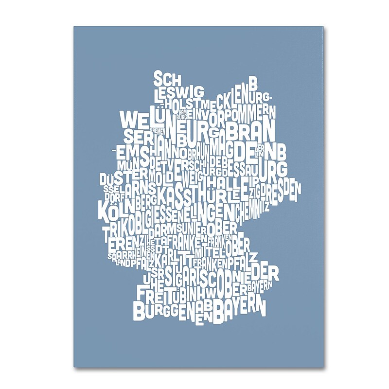 Trademark Fine Art Michael Tompsett 'STEEL-Germany Regions Map' Canvas Art 14x19 Inches image 1
