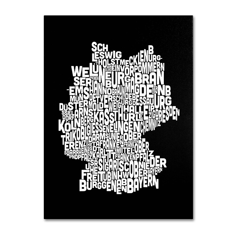 Trademark Fine Art Michael Tompsett 'Germany Regions Map' Canvas Art 22x32 Inches image 1