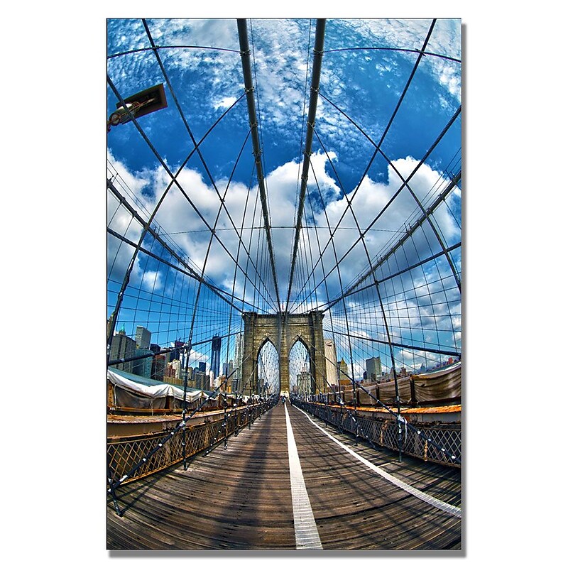Trademark Fine Art CATeyes 'Brooklyn Bridge' Canvas Art 16x24 Inches (MZ0197-C1624GG) image 1