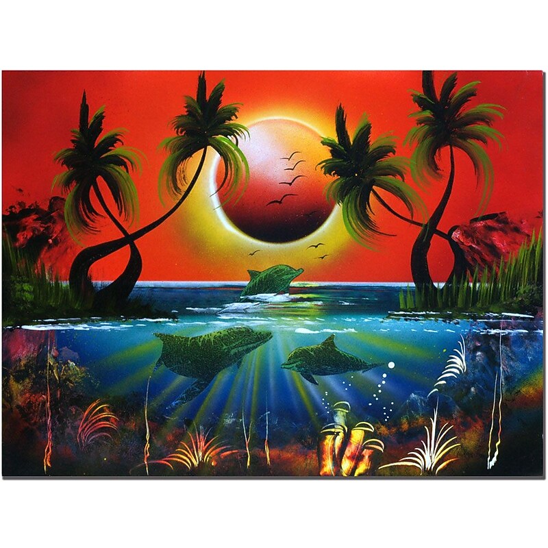 Trademark Fine Art Dolphins at Sunset by Conrad  Canvas Art Ready to Hang image 1