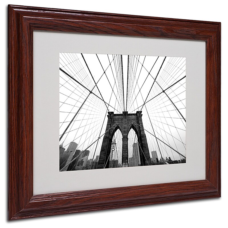 Nina Papiorek 'NYC Brooklyn Bridge' Matted Framed Art - 11x14 Inches - Wood Frame image 1