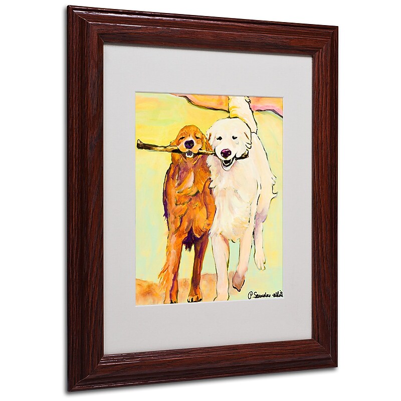 Pat Saunders 'Stick With Me 1' Matted Framed Art - 11x14 Inches - Wood Frame image 1