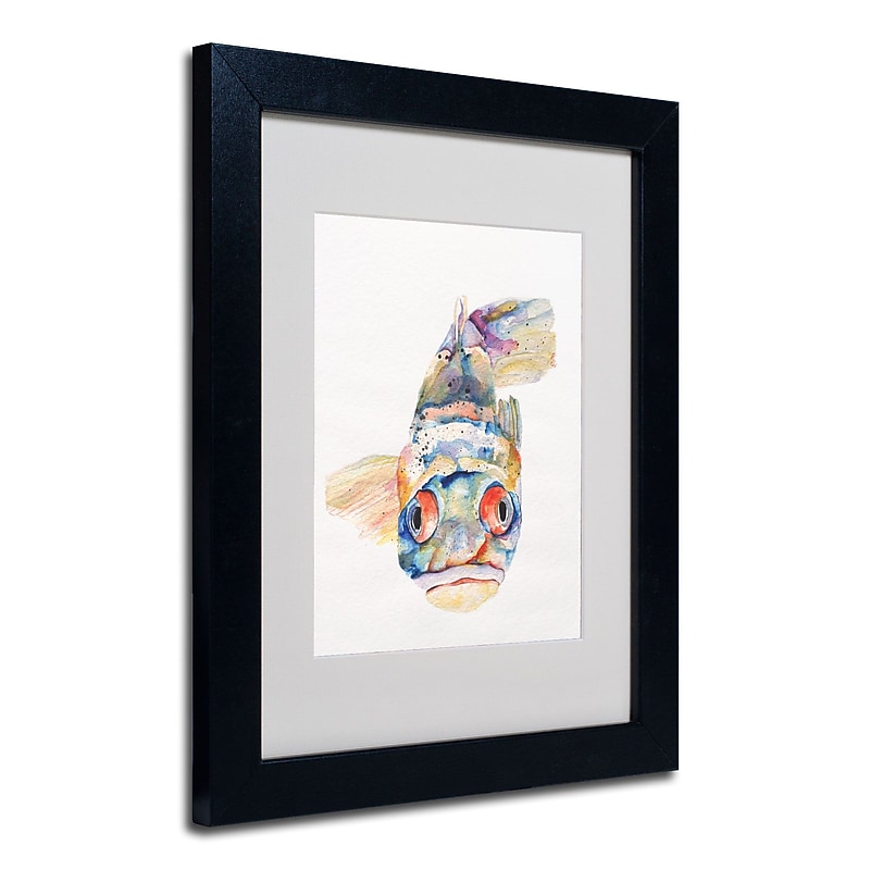 Trademark Fine Art Pat Saunders-White 'Blue Fish' Matted Art Black Frame 11x14 Inches image 1