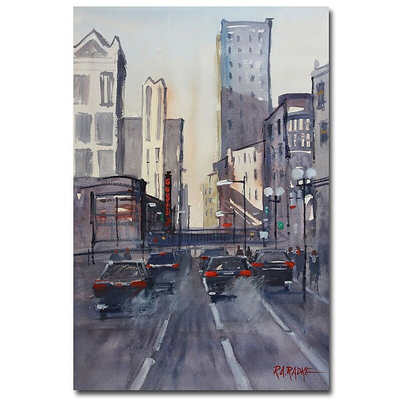 Trademark Fine Art Ryan Radke 'Theatre District-Chicago' Canvas Art 22x32 Inches image 1