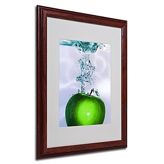 Roderick Stevens 'Apple Splash II' Framed Matted Art - 16x20 Inches - Wood Frame