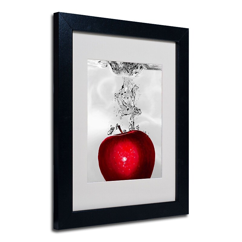 Trademark Fine Art Roderick Stevens 'Red Apple Splash' Matted Art Black Frame 11x14 Inches image 1