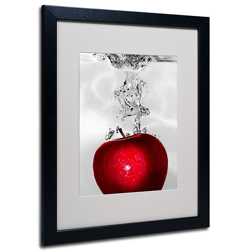 Trademark Fine Art Roderick Stevens 'Red Apple Splash' Matted Art Black Frame 16x20 Inches image 1