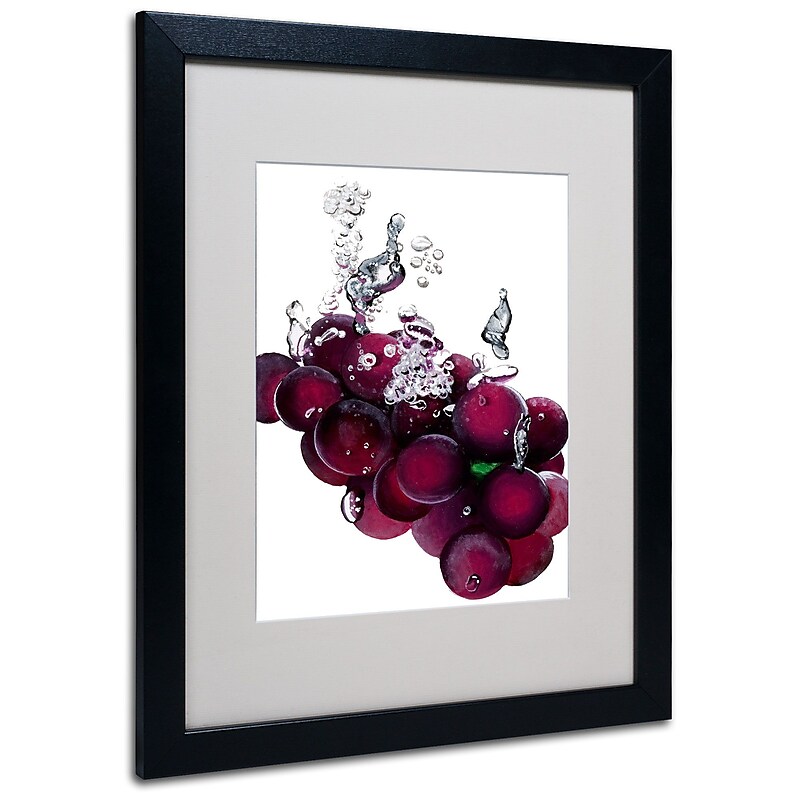 Trademark Fine Art Roderick Stevens 'Grapes Splash II' Matted Art Black Frame 16x20 Inches image 1