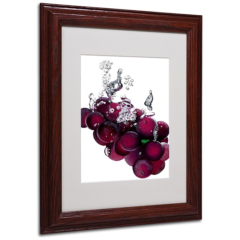 Roderick Stevens 'Grapes Splash II' Framed Matted Art - 11x14 Inches - Wood Frame image 1
