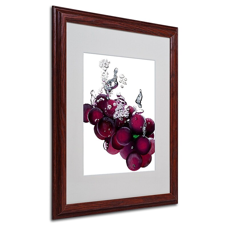 Roderick Stevens 'Grapes Splash II' Framed Matted Art - 16x20 Inches - Wood Frame image 1