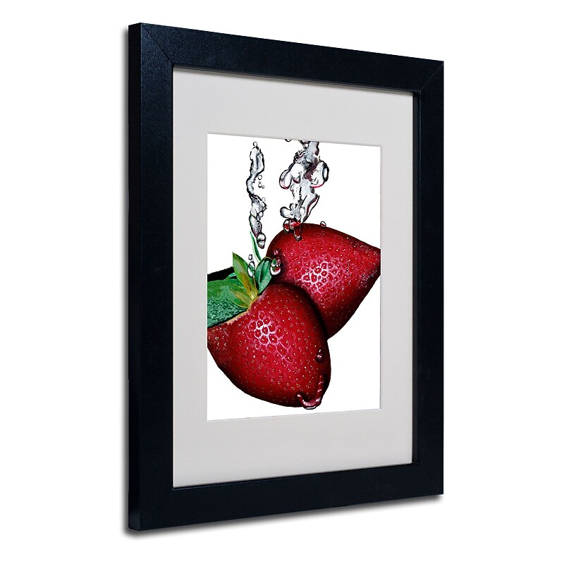 Trademark Fine Art Roderick Stevens 'Strawberry Splash II' Matted Art Black Frame 11x14 Inches image 1