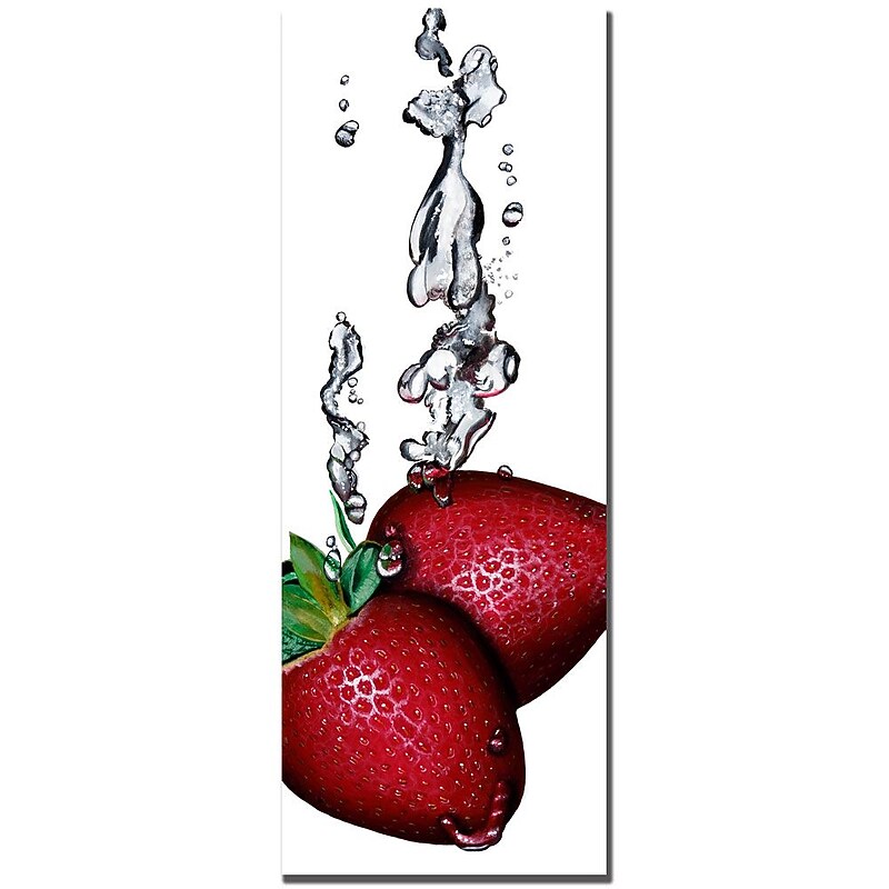 Trademark Fine Art Roderic Stevens 'Strawberry Splash II ' Canvas Art 12x32 Inches image 1