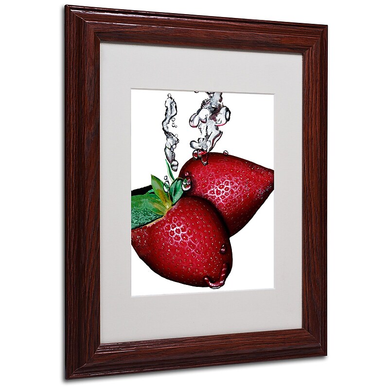 Roderick Stevens 'Strawberry Splash II' Framed Matted Art - 11x14 Inches - Wood Frame image 1