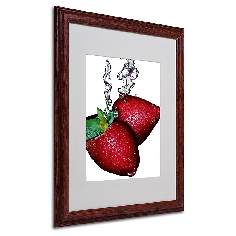 Roderick Stevens 'Strawberry Splash II' Framed Matted Art - 16x20 Inches - Wood Frame image 1