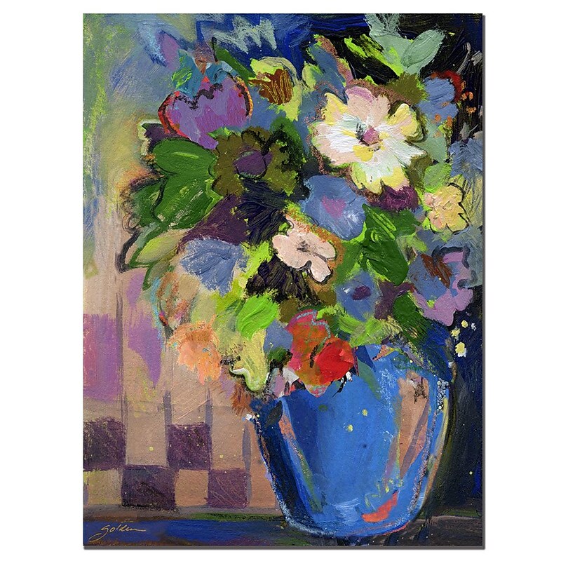 Trademark Fine Art Sheila Golden 'Cobalt Vase with Purple'-1' image 1