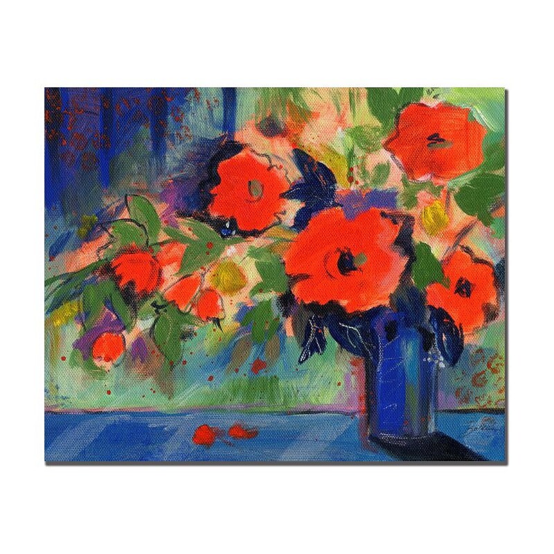 Trademark Fine Art Sheila Golden 'Red Flowers' Canvas Art 14x19 Inches image 1