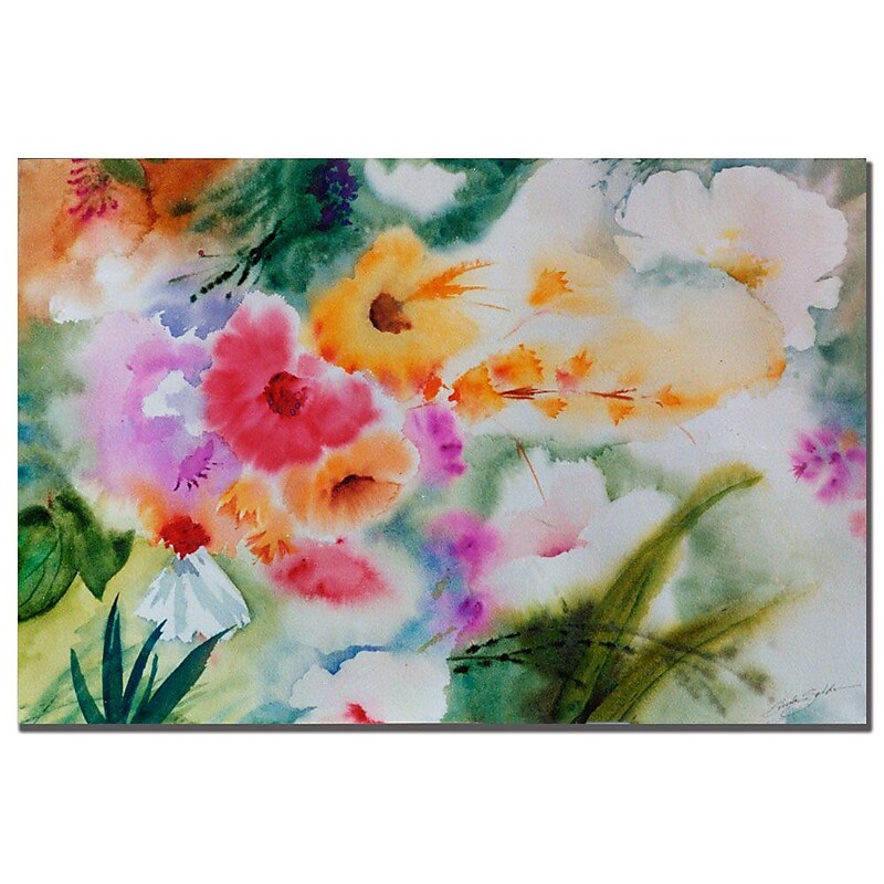 Trademark Fine Art Sheila Golden 'Watercolor Flowers' Canvas Art 16x24 Inches image 1