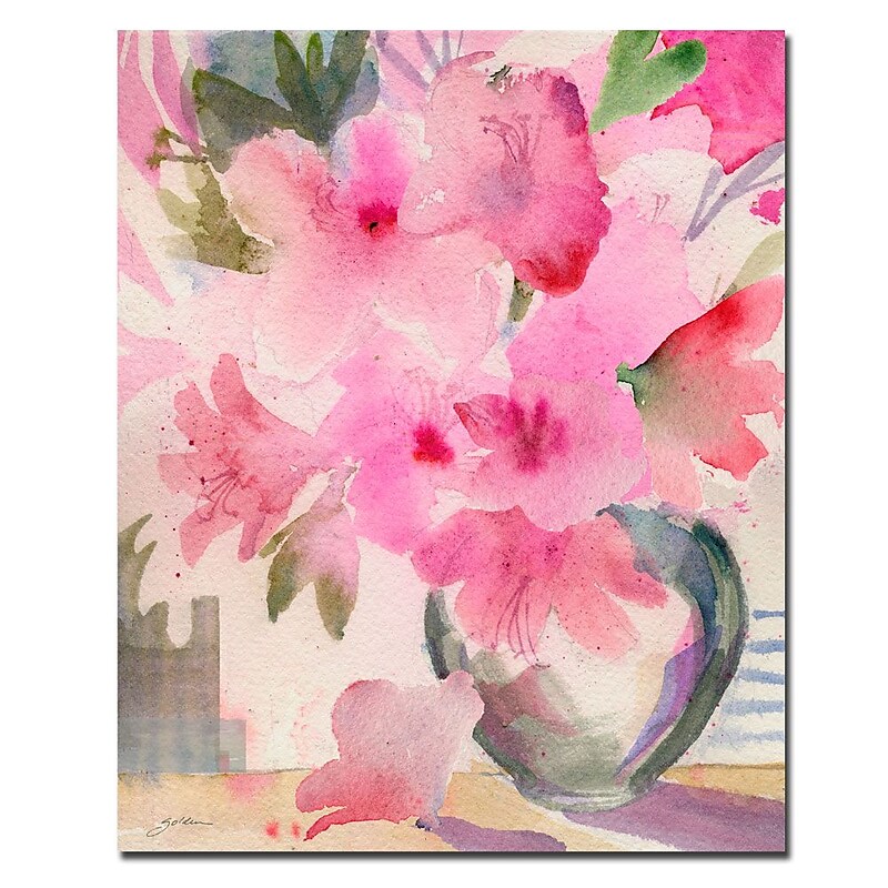 Trademark Fine Art Sheila Golden,'Pink Azaleas' Canvas Art 26x32 Inches image 1