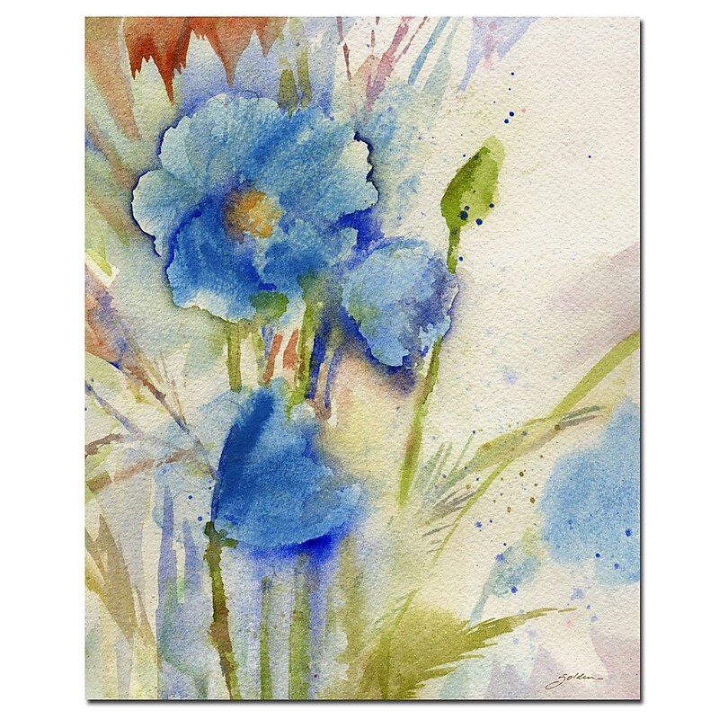 Trademark Fine Art Sheila Golden 'Magical Blue Poppy' Canvas Art 35x47 Inches image 1