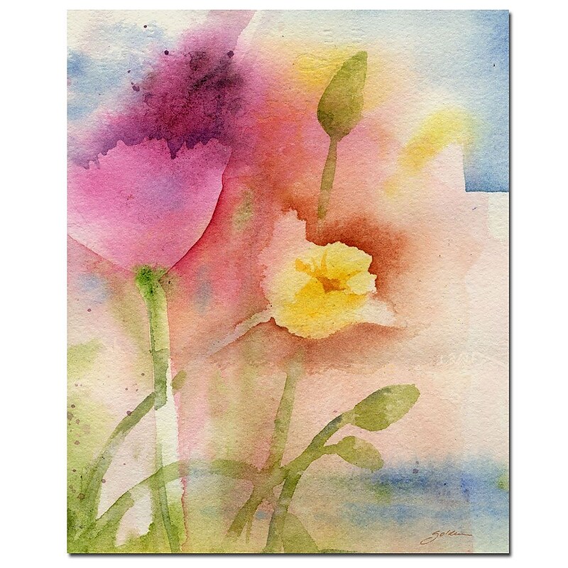 Trademark Fine Art Sheila Golden 'Pond Flowers' Canvas Art 35x47 Inches image 1