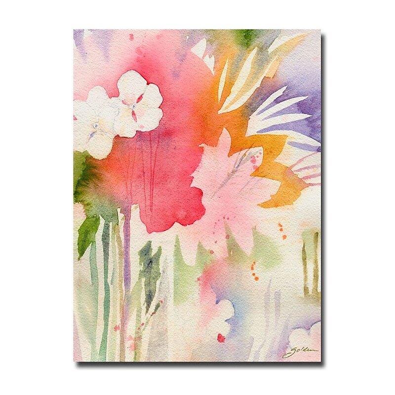 Trademark Fine Art Sheila Golden 'Pink Floral Shadows' Canvas Art 26x32 Inches image 1