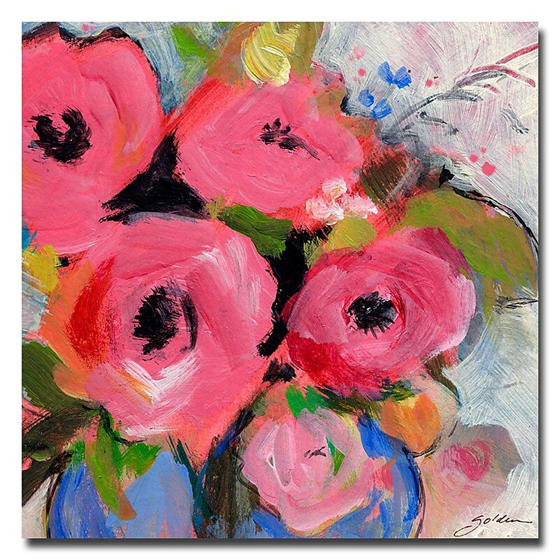 Trademark Fine Art Sheila Golden 'Bouquet in Pink' Canvas Art 35x35 Inches image 1