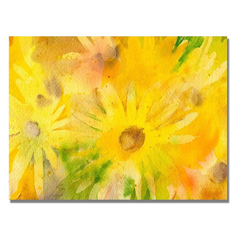 Trademark Fine Art Sheila Golden 'Yellow Wildflowers' Canvas Art 22x32 Inches image 1